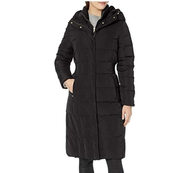 Cole Haan Taffeta Quilted Black Puffer Down Coat Jacket Women's Size Small S